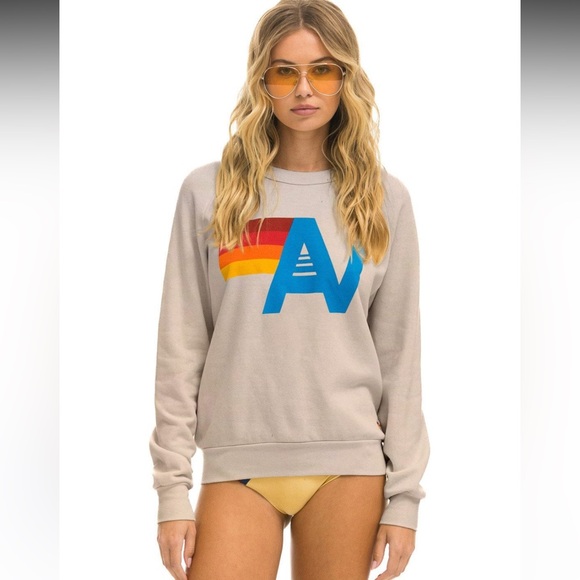 New! Aviator Nation Logo Sweatshirt - Sand - Picture 1 of 9